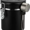 Koffie Bewaarbus Luchtdicht Met CO2 Uitlaat - Koffieblik Bewaarblik Voor 500 Gr Koffiebonen - Zwart - 1.2L