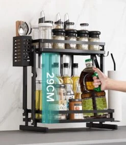 TammaT - Kruidenrek - Kruidenrek Staand - Inklapbare Keukenrek - 3-laags 35x21x56,5CM - Keuken Organizer - Aanrecht Organizer - Keuken Opslag - Roestvrij Staal - Opbergrek - Keuken Organizers - Roestvrij En Krasvrij -Mepal Promos Winkel 1044x1200