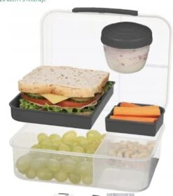 Lunchbox - Broodtrommel Inclusief Sausbeker - 3 Compartimenten - Saladebox - Brooddoos Met Yoghurtpotje -Mepal Promos Winkel 1060x1200