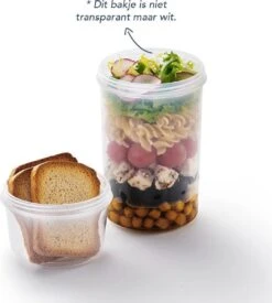 Lock&Lock Yoghurt Beker To Go - Muesli Beker To Go - Lunchbeker - Salade To Go - Saladebox - Large - 760 Ml + 310 Ml - Wit -Mepal Promos Winkel 1077x1200 1