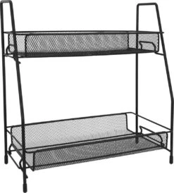 QUVIO Kruidenrekken Staal - Kruidenrek Staand - Kruidenrekken Zwart - Opbergrek - Opbergrekken Breedte Van 25 Tot 50 Cm - Opbergrek Zwart - Keukenrek - Keukenrek Staand 2 Laags - Zwart - Metaal -Mepal Promos Winkel 1082x1200 4