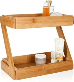 Merkloos Decopatent® 2 Laags Keuken Opbergrek - Staand Rek 2 Etages - Keukenrek - Bamboe Hout - Etagere Rek - Kruidenrek - Keuken Organizer -Mepal Promos Winkel 1086x1200 5