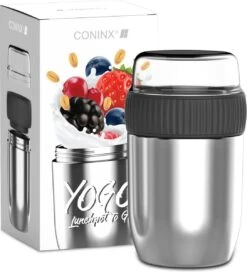 Coninx Thermos Lunchbox - Muesli Beker To Go - Isoleer Lunchpot - Yoghurtbeker To Go - Mueslibeker 840ml (600ml+240ml) - RVS -Mepal Promos Winkel 1088x1200