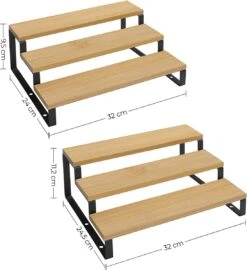 Kruidenrekken, Set Van 2, Keukenrekken, Met 3 Planken, Bamboe, Uitschuifbaar, Stapelbaar, Voor Keuken, Werkblad, Zwart -Mepal Promos Winkel 1096x1200