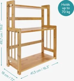 Navaris Keukenrek Met 3 Planken - Verstelbaar Kruidenrek Van Bamboe - Staand - Stevige Constructie - Natuurlijk Bamboehout - Waterafstotend -Mepal Promos Winkel 1102x1200 1