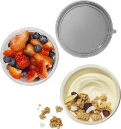 Lock&Lock Yoghurt Beker To Go - Muesli Beker To Go - Lunchbeker - Salade To Go - Saladebox - Large - 760 Ml + 310 Ml - Wit -Mepal Promos Winkel 1121x1200 1