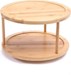 Merkloos Decopatent® Kruidenrek / Fruitschaal Bamboe - Rond - Kruiden Carrousel - Draaibaar - Staand Bamboe Specerijenrek Draaiplateau - Fruitrek -Mepal Promos Winkel 1131x1200 1