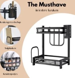 Pazzo Goods - Keuken Organizer - Keukenrek - Zwart - Metaal - 2 Laags - Multifunctioneel - Zwart - -Mepal Promos Winkel 1154x1200 1