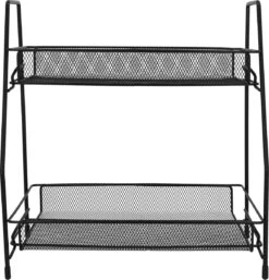 QUVIO Kruidenrekken Staal - Kruidenrek Staand - Kruidenrekken Zwart - Opbergrek - Opbergrekken Breedte Van 25 Tot 50 Cm - Opbergrek Zwart - Keukenrek - Keukenrek Staand 2 Laags - Zwart - Metaal -Mepal Promos Winkel 1154x1200 4