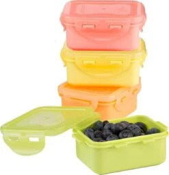 Lock&Lock (mini) Vershoudbakjes Set Met Deksel - Snackdoosjes - Snackbox - Set Van 4 Stuks - Kinderen - Lekvrij - BPA Vrij - Klein - 180 Ml - Multicolor -Mepal Promos Winkel 1163x1200