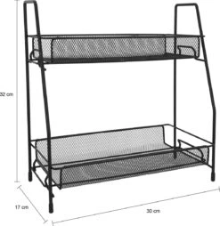 QUVIO Kruidenrekken Staal - Kruidenrek Staand - Kruidenrekken Zwart - Opbergrek - Opbergrekken Breedte Van 25 Tot 50 Cm - Opbergrek Zwart - Keukenrek - Keukenrek Staand 2 Laags - Zwart - Metaal -Mepal Promos Winkel 1167x1200