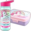Unicorn Broodtrommel + PET Drinkfles Lichtblauw | Eenhoorn Lunchbox Set Voor Meisjes LS22