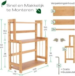Cellavi Duurzaam Kruidenrek Staand Van Bamboe - Keukenrek Verstelbaar - Keuken Accessoires - Stevige Constructie - Multifunctioneel En Waterafstotend -Mepal Promos Winkel 1185x1200 2