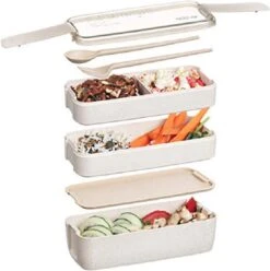 Bento Lunchbox - Lunchtrommel 900ml 3 Laags - Inclusief Bestek - Beige - Opline -Mepal Promos Winkel 1196x1200