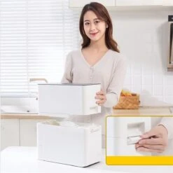 Merkloos TDR-Japans Rijst/Granen Container/Dispenser/ Opbergdoos - 6KG Inhoud - Wit -Mepal Promos Winkel 1198x1200 2