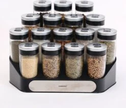 Merkloos Decopatent® Kruidenrek Incl. 16 Glazen Kruiden Potjes - Rvs Strooideksel - Staand Kruiden & Specerijen Rek - Kruidenpotjes Glas -Mepal Promos Winkel 1200x1035 1