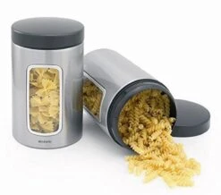 Brabantia Voorraadbus - 1,4 L - Matt Steel Fingerprint Proof / Matt Black Deksel - Met Venster -Mepal Promos Winkel 1200x1060 1