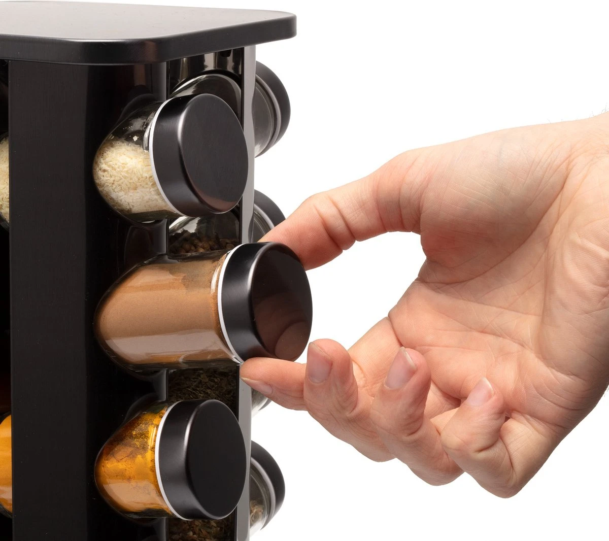 Pazzo Goods - Kruidenrek Staand - Kruidenrek Met Potjes - Zwart - RVS - Kruidenrek Draaibaar - 20 Kruidenpotjes - Inclusief Stickers & Stift - Kruiden Carrousel 5 Pazzo Goods - Kruidenrek Staand - Kruidenrek Met Potjes - Zwart - RVS - Kruidenrek Draaibaar - 20 Kruidenpotjes - Inclusief Stickers & Stift - Kruiden Carrousel - Afbeelding 5