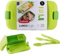 Curver Lunch&Go - Vershouddoos - Lunchbox - Inclusief Bestek - 2/3 Compartimenten - Groen -Mepal Promos Winkel 1200x1088