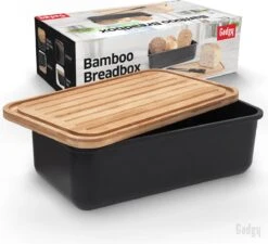 Gadgy Broodtrommel Met Bamboe Deksel – Brooddoos Met Snijplank - 36x19.5x11.5 Cm- Zwart -Mepal Promos Winkel 1200x1091 1