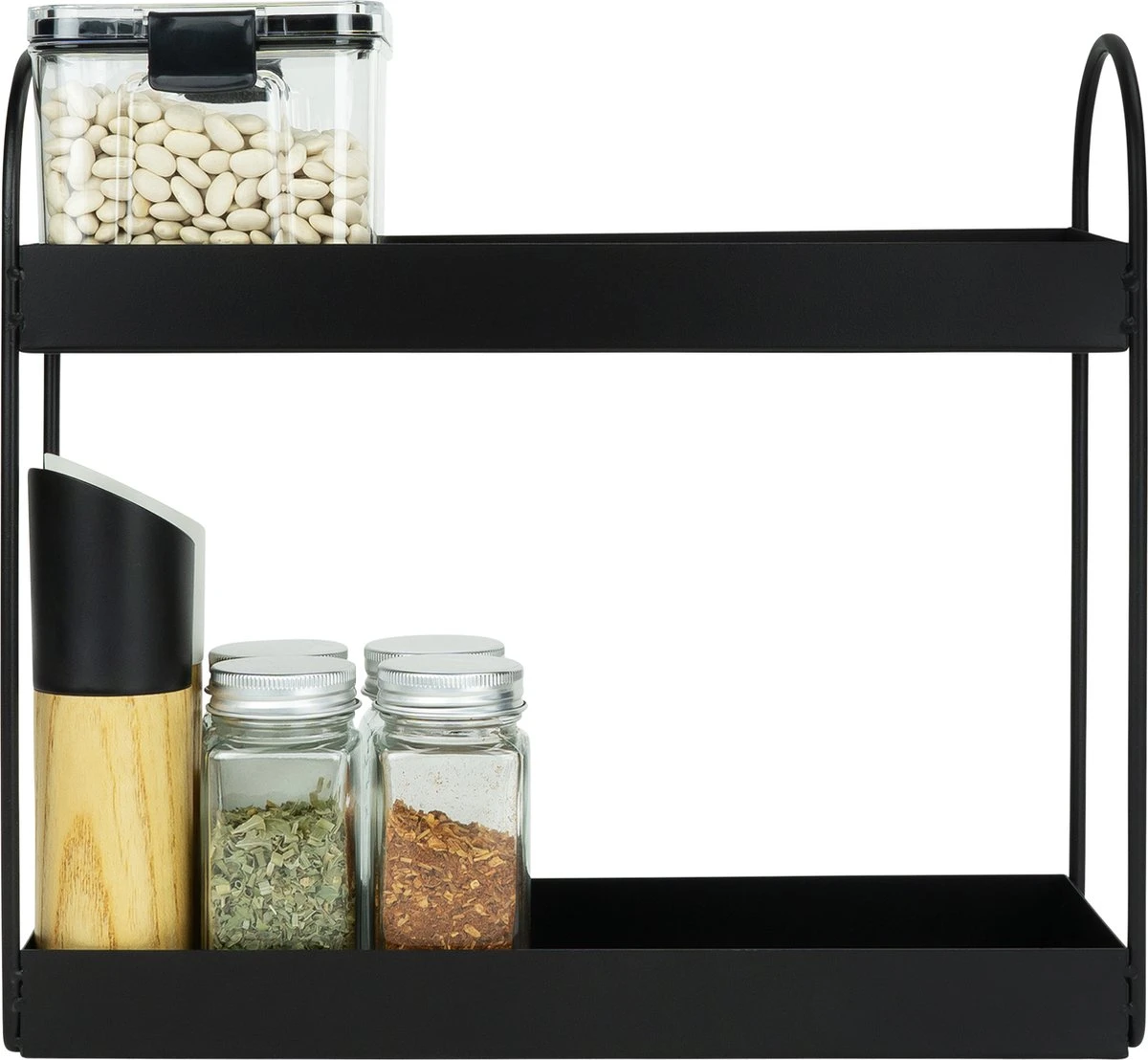 QUVIO Kruidenrek Staand - Keukenrek - Kruidencarrousel - Aanrecht Organizer -Keuken Organizer - Opbergrek - Metaal - 10 X 32 X 29 Cm - Zwart 2 QUVIO Kruidenrek Staand - Keukenrek - Kruidencarrousel - Aanrecht Organizer -Keuken Organizer - Opbergrek - Metaal - 10 X 32 X 29 Cm - Zwart - Afbeelding 2