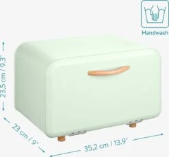 Navaris Metalen Broodtrommel Met Klapdeksel - Vershouddoos Voor Brood - 35 X 24 X 23 Cm - Van Ijzer Met Houten Details In Mintgroen 11 Navaris Metalen Broodtrommel Met Klapdeksel - Vershouddoos Voor Brood - 35 X 24 X 23 Cm - Van Ijzer Met Houten Details In Mintgroen -Mepal Promos Winkel 1200x1114 3