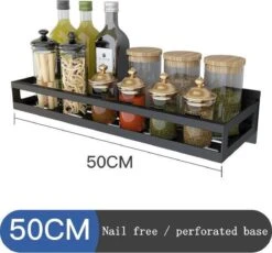 Merkloos Kruidenrek / Opbergrek - RVS - Perforatievrij Aan De Muur Gemonteerd - 50x13x6 Cm - Zwart 13 Merkloos Kruidenrek / Opbergrek - RVS - Perforatievrij Aan De Muur Gemonteerd - 50x13x6 Cm - Zwart -Mepal Promos Winkel 1200x1116