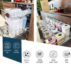 Empyrea Set Van 24 Luchtdichte Vershouddozen, Voorraad Bussen Opslag En Organisatie, Keuken En Voedselcontainer, Voorraadpotten Van Kunststof, BPA-vrij, 72 Etiketten, 3 Markers En 8 Lepels Meegeleverd | Keuken Organizer Voorraadcontainers -Mepal Promos Winkel 1200x1117