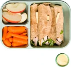 Lock&Lock Lunchbox - Bento Box - Salade Lunchbox - Met 3 Compartimenten - Met Dressing/Saus Bakje - Volwassenen En Kinderen - To Go - Lekvrij - BPA Vrij - 1,5 Liter - Groen -Mepal Promos Winkel 1200x1120