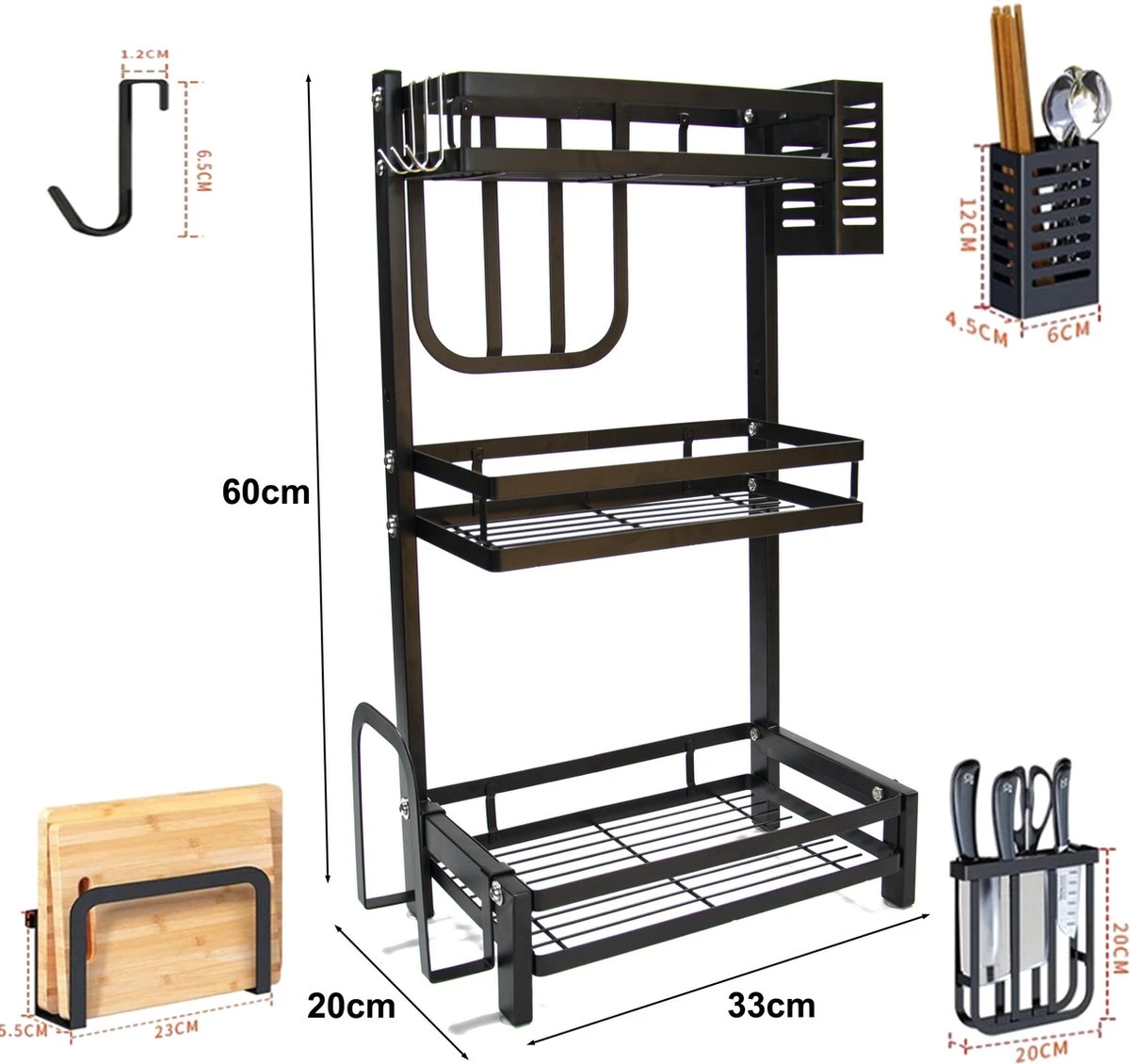 Chefs Cuisine Kruidenrek - Kruidenrek Staand - Keukenrek - Aanrecht Organiser - Bureau Organizer - Keuken Organizers - Roestvrij Staal 6 Chefs Cuisine Kruidenrek - Kruidenrek Staand - Keukenrek - Aanrecht Organiser - Bureau Organizer - Keuken Organizers - Roestvrij Staal - Afbeelding 6