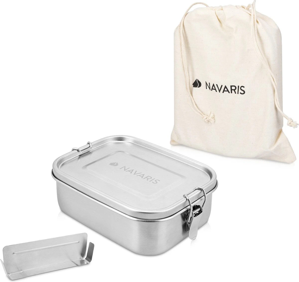 Navaris RVS Broodtrommel Met Verdeler - Meal Prep Bakje - Vershouddoos - Lunchbox - 17 X 13 X 6 Cm - Inhoud 0,8 Liter - Vaatwasbestendig 1 Navaris RVS Broodtrommel Met Verdeler - Meal Prep Bakje - Vershouddoos - Lunchbox - 17 X 13 X 6 Cm - Inhoud 0,8 Liter - Vaatwasbestendig