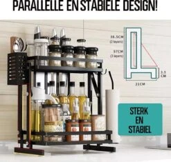 TammaT - Kruidenrek - Kruidenrek Staand - Inklapbare Keukenrek - 3-laags 35x21x56,5CM - Keuken Organizer - Aanrecht Organizer - Keuken Opslag - Roestvrij Staal - Opbergrek - Keuken Organizers - Roestvrij En Krasvrij -Mepal Promos Winkel 1200x1140
