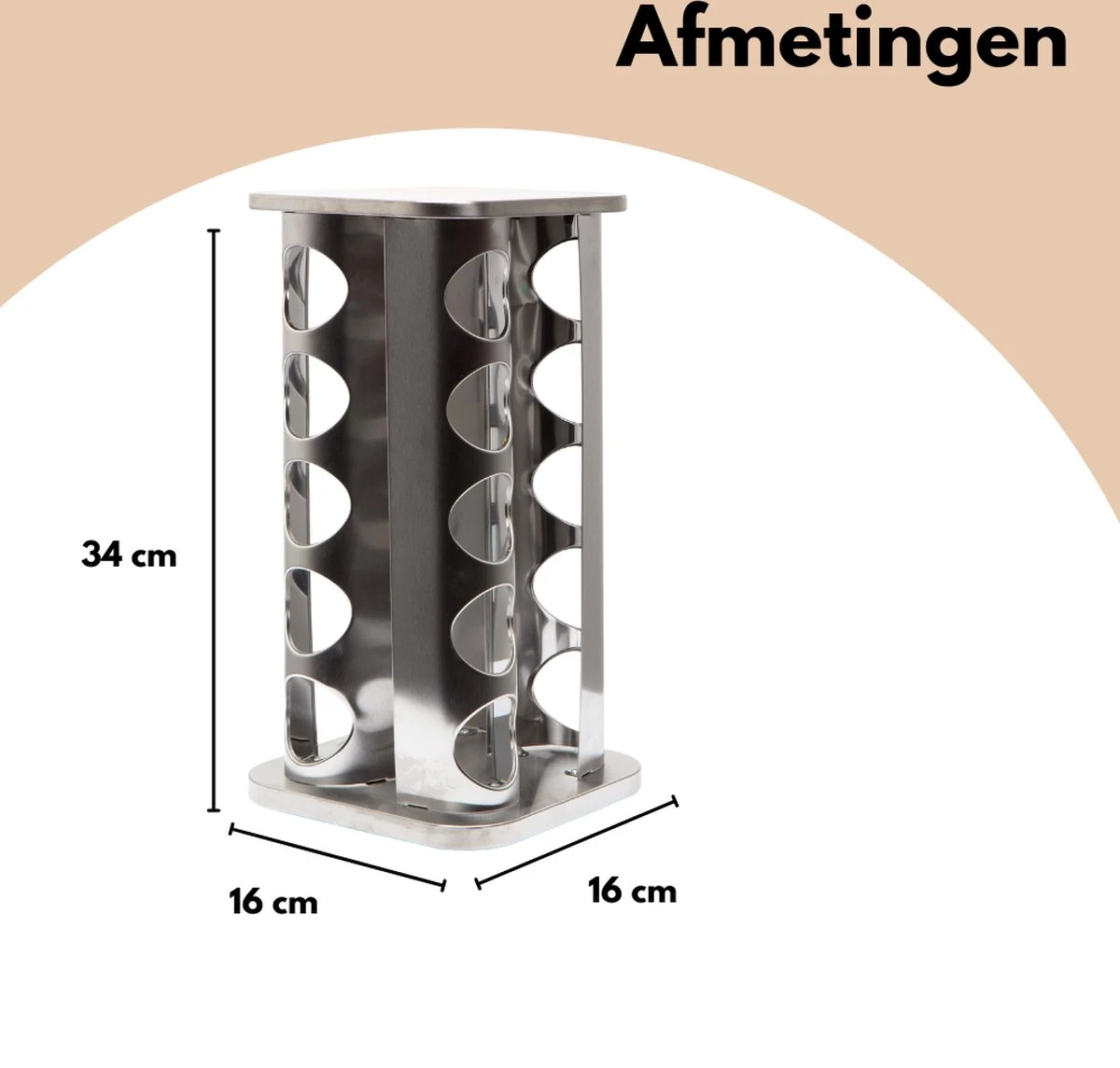 Pazzo Goods - Kruidenrek Staand - Kruidenrek Met Potjes - Zilver - RVS - Kruidenrek Draaibaar - 20 Kruidenpotjes - Inclusief Stickers & Stift - Kruiden Carrousel 10 Pazzo Goods - Kruidenrek Staand - Kruidenrek Met Potjes - Zilver - RVS - Kruidenrek Draaibaar - 20 Kruidenpotjes - Inclusief Stickers & Stift - Kruiden Carrousel - Afbeelding 10