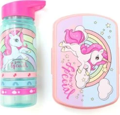 Unicorn Broodtrommel + PET Drinkfles Lichtblauw | Eenhoorn Lunchbox Set Voor Meisjes LS22 -Mepal Promos Winkel 1200x1145