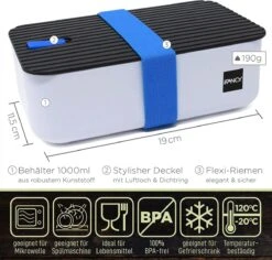 IFancy Lunchbox Tasty - Bento Lunch Box 1000ml - Dicht & Lekvrij Voor Kinderen & Volwassenen - Kantoor & School - BPA Vrij - Vaatwasser Magnetron & Vriezer Lunch Box (Blauw) -Mepal Promos Winkel 1200x1148