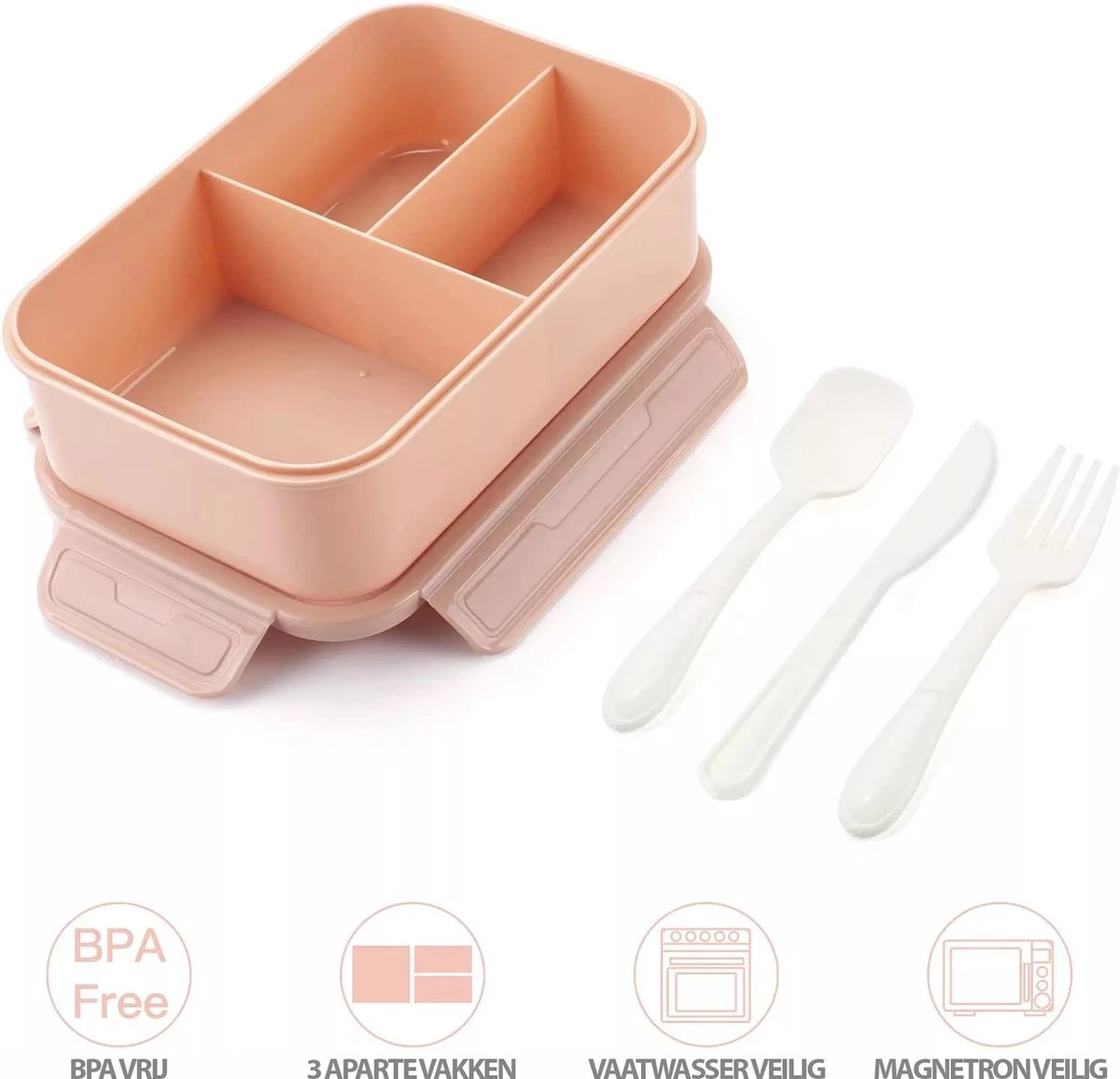 Consumerce® Premium Lunchbox Met 3 Vakken En Bestek Roze – Lunchbox Volwassenen – Japanse Bento Box – Lunchbox Kinderen – Lunchbox Volwassenen Compartimenten – Brooddoos Volwassenen – Broodtrommel – Lunchtrommel – Salade Lunchbox – Saladebox 3 Consumerce® Premium Lunchbox Met 3 Vakken En Bestek Roze – Lunchbox Volwassenen – Japanse Bento Box – Lunchbox Kinderen – Lunchbox Volwassenen Compartimenten – Brooddoos Volwassenen – Broodtrommel – Lunchtrommel – Salade Lunchbox – Saladebox - Afbeelding 3