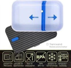 IFancy Lunchbox Tasty - Bento Lunch Box 1000ml - Dicht & Lekvrij Voor Kinderen & Volwassenen - Kantoor & School - BPA Vrij - Vaatwasser Magnetron & Vriezer Lunch Box (Blauw) -Mepal Promos Winkel 1200x1157 1