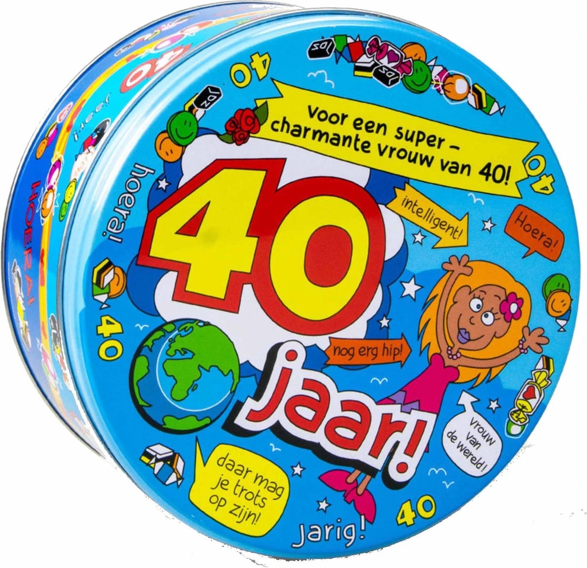 40 Jaar Snoeptrommel/voorraadtrommel Voor Vrouw 14 X 7,5 Cm - 40e Verjaardag - 40e Verjaardag Cadeau / Versiering 2 40 Jaar Snoeptrommel/voorraadtrommel Voor Vrouw 14 X 7,5 Cm - 40e Verjaardag - 40e Verjaardag Cadeau / Versiering - Afbeelding 2