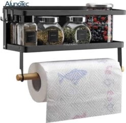 Merkloos Kruidenrek Zwart - Multifunctioneel Ophangbaar Keukenrek - Keukenrolhouder Zwart - Multifunctioneel Kruidenrek - Magnetisch Kruidenrek - Keuken Organizer - Koelkast Rek -Mepal Promos Winkel 1200x1168 1