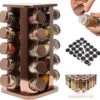 Pazzo Goods - Kruidenrek Staand - Kruidenrek Met Potjes - Rose Goud - RVS - Kruidenrek Draaibaar - 20 Kruidenpotjes - Inclusief Stickers & Stift - Kruiden Carrousel