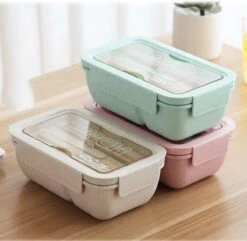 BentoBros® Duurzame Bento Box - Broodtrommel - Lunchtrommel - Lunchbox - Lunchset Voor Kinderen - Brooddoos - Duurzaam Hout - Inclusief Bestek - Voor Volwassenen En Kinderen - 0,85 Liter - Geschikt Voor Magnetron, Vriezer En Vaatwasser - Groen