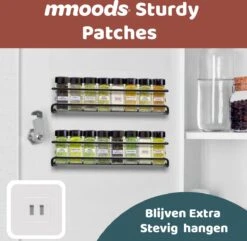 Mmoods Kruidenrek Ophangbaar Zonder Boren - 2 Laags Voor 16 Kruidenpotjes - Speciaal Voor Muur, Wandkast, Kastdeur - Hangende Kruidenorganizer Keuken - Keukenaccessoires -Mepal Promos Winkel 1200x1172 2