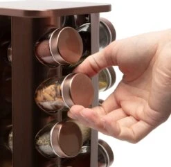 Pazzo Goods - Kruidenrek Staand - Kruidenrek Met Potjes - Rose Goud - RVS - Kruidenrek Draaibaar - 20 Kruidenpotjes - Inclusief Stickers & Stift - Kruiden Carrousel -Mepal Promos Winkel 1200x1173