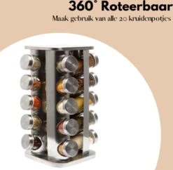 Pazzo Goods - Kruidenrek Staand - Kruidenrek Met Potjes - Zilver - RVS - Kruidenrek Draaibaar - 20 Kruidenpotjes - Inclusief Stickers & Stift - Kruiden Carrousel 12 Pazzo Goods - Kruidenrek Staand - Kruidenrek Met Potjes - Zilver - RVS - Kruidenrek Draaibaar - 20 Kruidenpotjes - Inclusief Stickers & Stift - Kruiden Carrousel -Mepal Promos Winkel 1200x1175 2