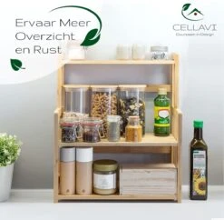 Cellavi Duurzaam Kruidenrek Staand Van Bamboe - Keukenrek Verstelbaar - Keuken Accessoires - Stevige Constructie - Multifunctioneel En Waterafstotend -Mepal Promos Winkel 1200x1178 2