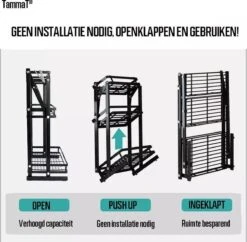 TammaT - Kruidenrek - Kruidenrek Staand - Inklapbare Keukenrek - 3-laags 35x21x56,5CM - Keuken Organizer - Aanrecht Organizer - Keuken Opslag - Roestvrij Staal - Opbergrek - Keuken Organizers - Roestvrij En Krasvrij -Mepal Promos Winkel 1200x1178