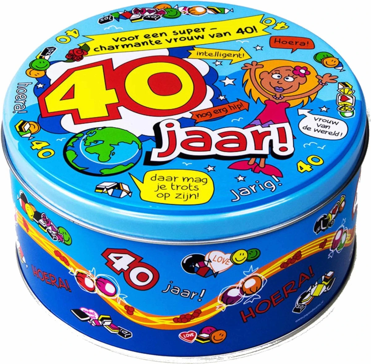 40 Jaar Snoeptrommel/voorraadtrommel Voor Vrouw 14 X 7,5 Cm - 40e Verjaardag - 40e Verjaardag Cadeau / Versiering 1 40 Jaar Snoeptrommel/voorraadtrommel Voor Vrouw 14 X 7,5 Cm - 40e Verjaardag - 40e Verjaardag Cadeau / Versiering