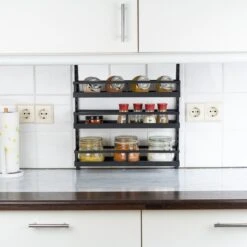 Soome Viljo - Kruidenrek Ophangbaar - Keukenrek - Wandrek - Keuken Organizer - 5 Laags - Verstelbaar - Staal - Zwart - H85xB42.5cm -Mepal Promos Winkel 1200x1199 4