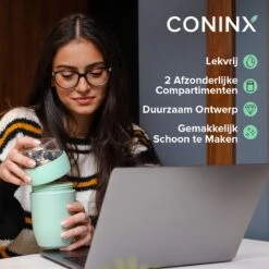 Coninx Yoghurtbeker To Go - Muesli Beker To Go - Lunchbeker - Mueslibeker 640ml (450ml+190ml) - Groen -Mepal Promos Winkel 1200x1200 121
