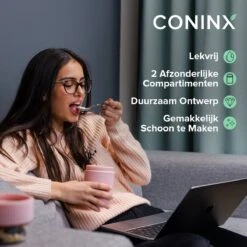 Coninx Yoghurtbeker To Go - Muesli Beker To Go - Lunchbeker - Mueslibeker 640ml (450ml+190ml) - Roze -Mepal Promos Winkel 1200x1200 138
